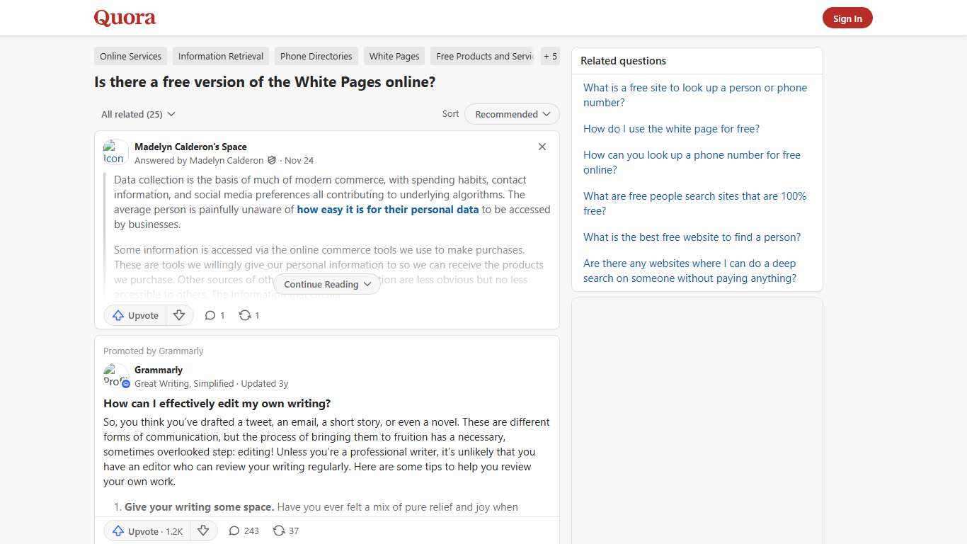 Is there a free version of the White Pages online? - Quora